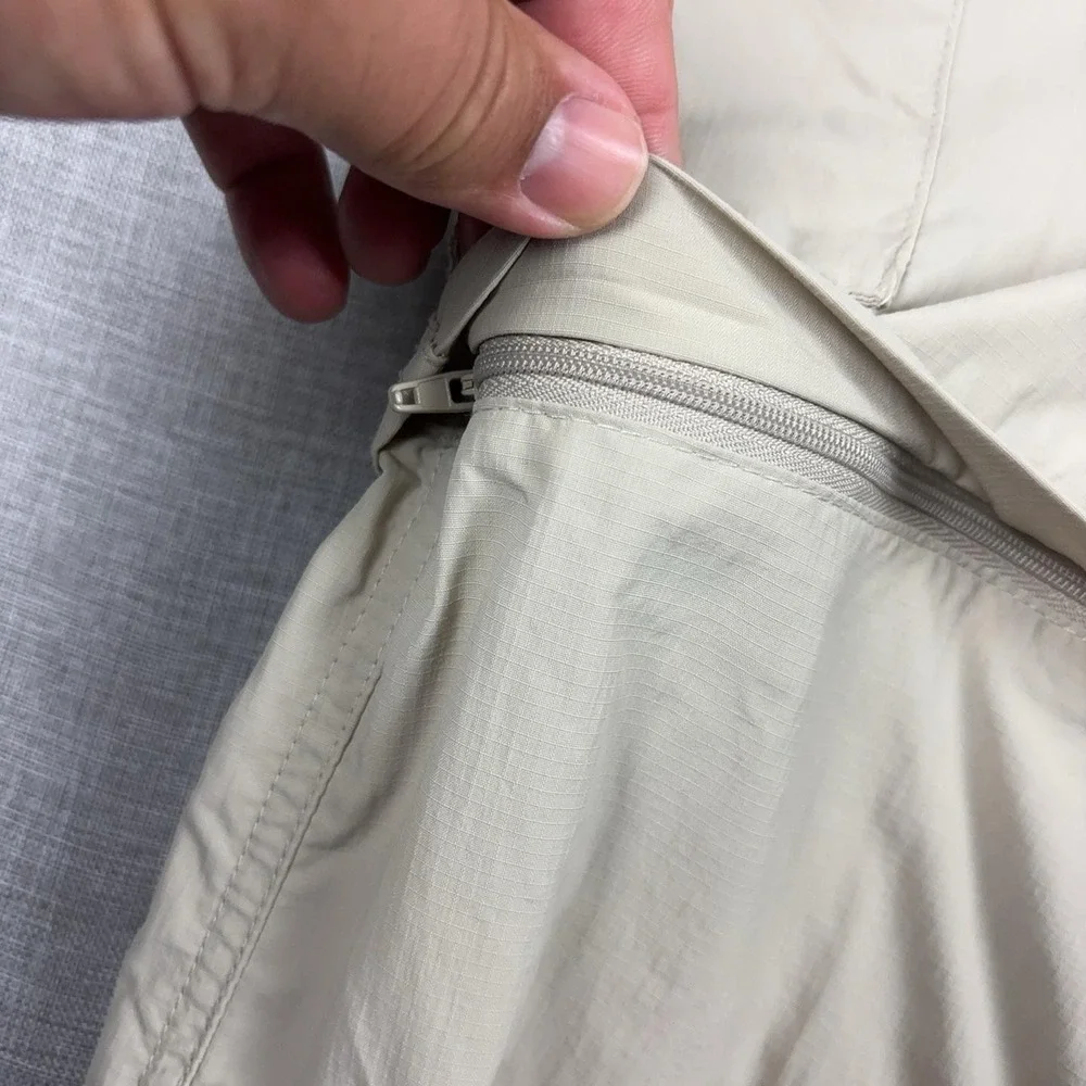 Columbia Omni-Shade Pants Mens 36x32 Beige Convertible Zip Off Hiking Nylon